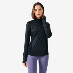 kalenji KIPRUN Run 100 Dry Women's Breathable Long-Sleeved Running T-Shirt - Black-picture-7