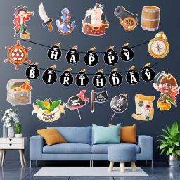 Pirate Theme Birthday Paper Decoration Set Of 16 pcs-image-85