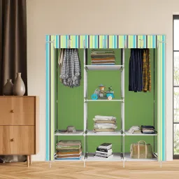 8 Shelf Foldable Collapsible Wardrobe Storage Organizer Almirah Cloth Rack PP Collapsible Wardrobe-image-54