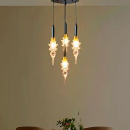 kapoor lampshades Black & Gold Montefino Amber Metal And Glass Hanging Light-picture-4