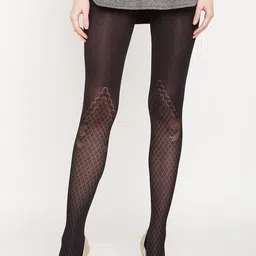 Lebami Women Black Patterned Designer Stockings-image-48