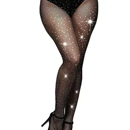 VAGHBHATT Rhinestone-Studded Fishnet Stockings-image-18