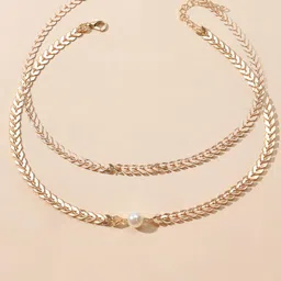 OOMPH Set of 2 Gold-Toned & Navy Blue Choker Necklace-image-93
