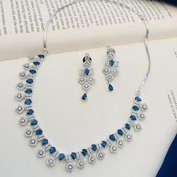 ABDESIGNS Silver-Plated American Diamond-Studded Jewellery Set-image-56