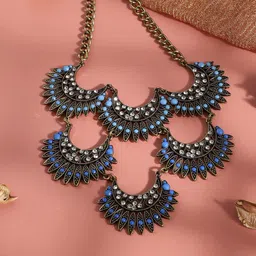 SOHI Gold-Plated Stone Studded Necklace-picture-11