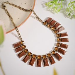 SOHI Gold-Plated Stone-Studded Necklace-53