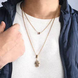 The Bro Code Men Gold-Plated Layered Necklace-21