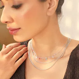 Rubans Voguish Rhodium-Plated Crystals Cubic Zirconia Necklace-10
