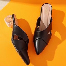 GNIST Pointed Toe Block Heeled Mules-43