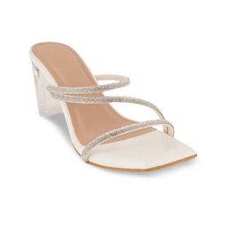 Mast & Harbour White Embellished Party Block Heels-10