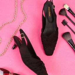 Flat n Heels Pointed Toe Suede Slim Heels With Buckles-11