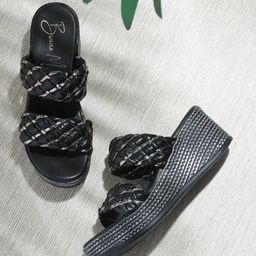 Bruno Manetti PU Party Kitten Mules with Buckles-11