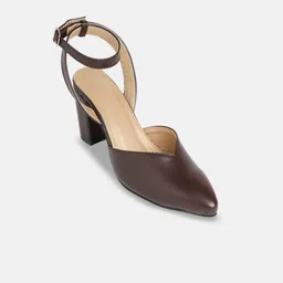 PURPLEHUNT PU Slim Heeled Sandals with Buckles-17