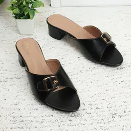 ICONICS Buckle Detail Open Toe Block Heels-7