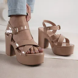 DressBerry Women Peep Toe Block Heels-image-29