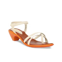 Bata Beige Kitten Sandals with Buckles-image-71