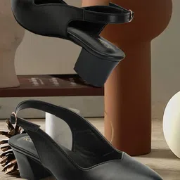 ICONICS Pointed Toe Block Pumps With Backstrap-57
