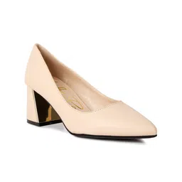 London Rag Pointed Toe Block Heel Pumps-58