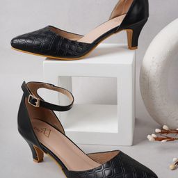 EVERLY Textured Kitten Pump Heels-2