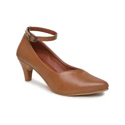 VALIOSAA Tan Kitten Pumps with Buckles-52