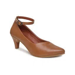 VALIOSAA Tan Solid Kitten Pumps-image-27