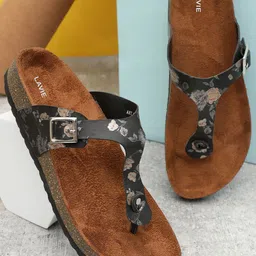 Lavie Printed T-Strap Flats with Buckles-5