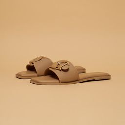 ERIDANI Women Ethnic Open Toe Flats with Buckles-12