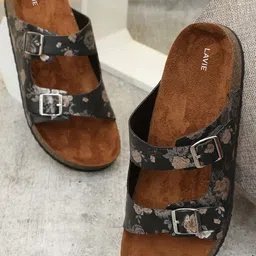 Lavie Printed Open Toe Flats with Buckles-38