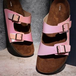 Lavie Buckle Detail Open Toe Flats-17