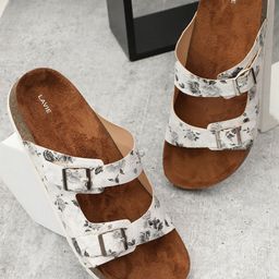 Lavie Printed Open Toe Flats with Buckles-7