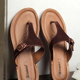 Inblu Women Textured T strap Flats with Buckles-4