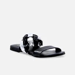 yellowsoles Women Black Knotted Open Toe Flats-picture-17