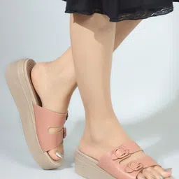 ELLE Open Toe Flatform Heels With Buckles-17