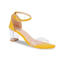 Action Open Toe Synthetic Leather Block Heels With Buckles image 4