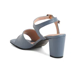 Bruno Manetti Grey PU Block Sandals with Buckles image 3