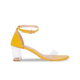 Action Open Toe Synthetic Leather Block Heels With Buckles image 5