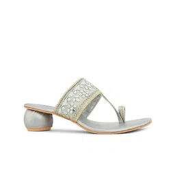 JM Looks Embellished Open Toe Party Block Sandals image 3