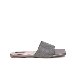 Sherrif Shoes Textured Open Toe Flats image 2