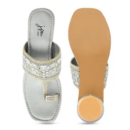 JM Looks Embellished Open Toe Party Block Sandals image 4