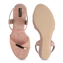 Shoetopia Girls Open Toe Wedge Heels with Ankle Loop image 3