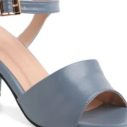 Bruno Manetti Grey PU Block Sandals with Buckles image 5