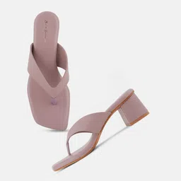 Mast & Harbour Purple Open Toe Block Heels image 5