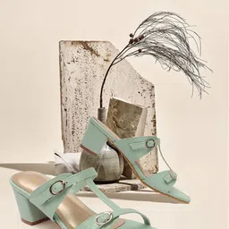 TRASE Open Toe Block Heels With Buckles image 2