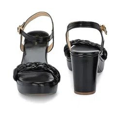 CLOG LONDON Braided Open Toe Platform Heels With Buckles image 4