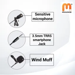 moozmob Professional Grade Omnidirectional Lapel Mic with Pouch Collar Mike for YouTube 3.5mm TRS Microphone for Video Recording ASMR Podcast Collar Microphone image 3