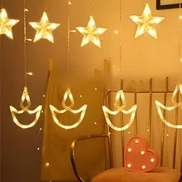ENORMITY Yellow & White Diya Shape Bulb String Lights image 2