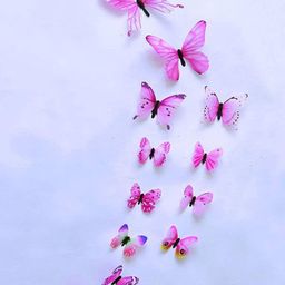 Jaamso Royals Pink 12 Pieces 3D Butterefly Wall Sticker-picture-5