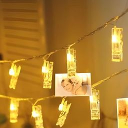 ENORMITY Yellow & White Photo Clip Shape String Lights image 1