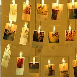 ENORMITY Yellow & White Photo Clip Shape Bulb String Lights image 1