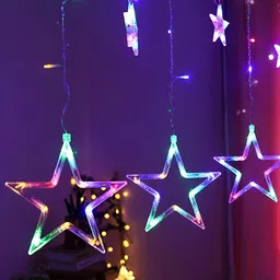 SPARK WORLD Green & Blue Star Shape String Lights-12